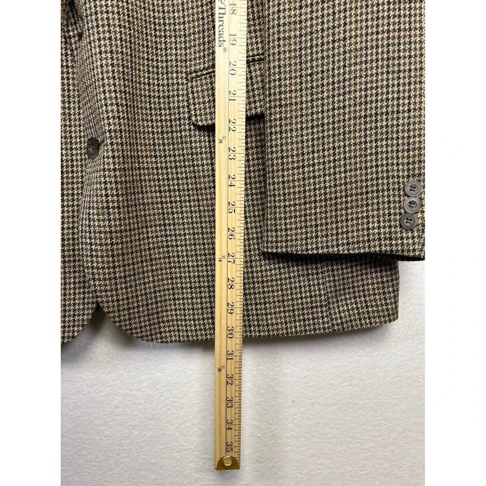 Dark Academia Haggar Mens 42 Brown Houndstooth 2 Button Sport Coat Blazer‎ USA
